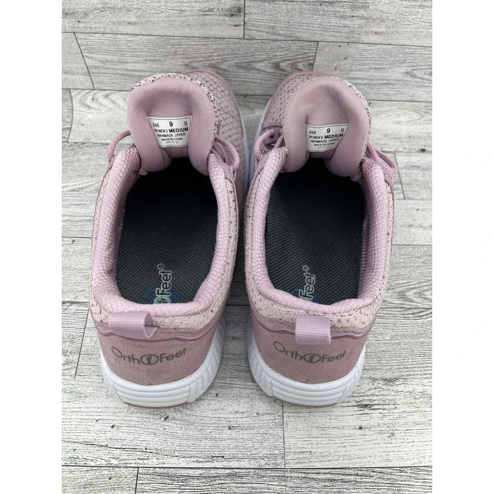 Orthofeet 846 Women 9 B Medium Mauve Pink Mesh Bungee‎ Athletic Sneakers
